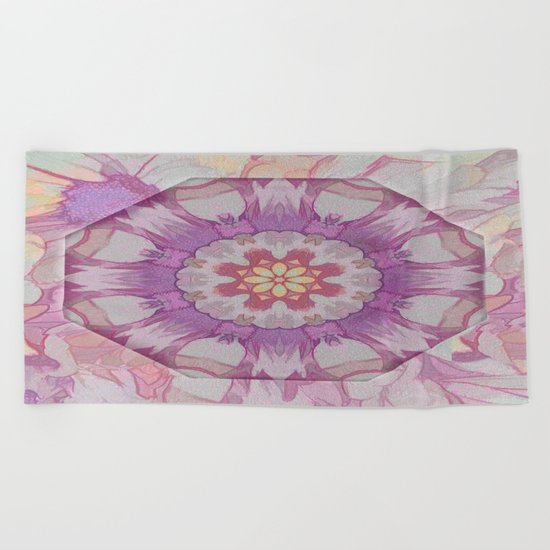 Soft Lavender Floral Kaleioscope Beach Towel