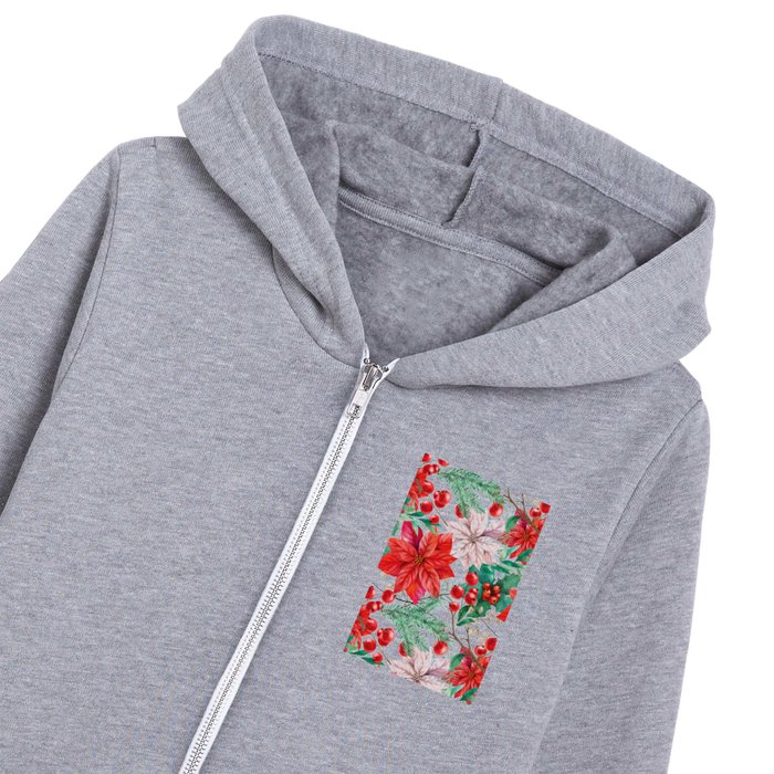 Christmas Star Poinsettia Collection Kids Zip Hoodie