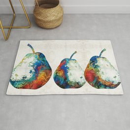 Colorful Pear Art - Three Pears - By Sharon Cummings Rug