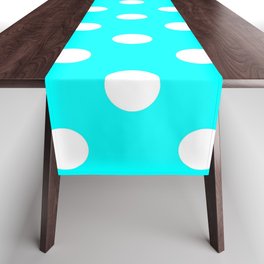Polka Dot Texture (White & Cyan) Table Runner