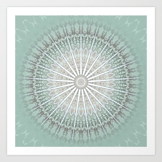 Mint Taupe Mandala Art Print