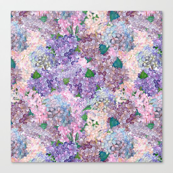 Purple and blue Lilac & Hydrangea - Flower Design Canvas Print