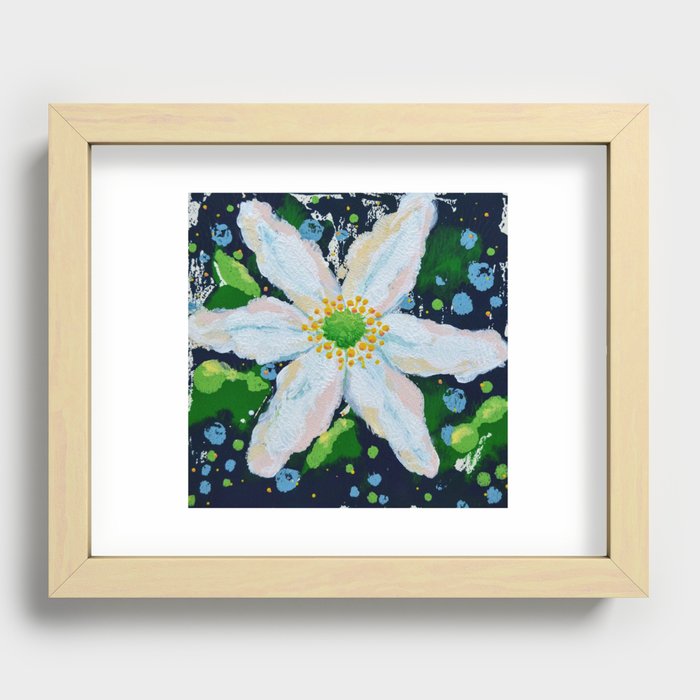 White Wood Anemone Recessed Framed Print