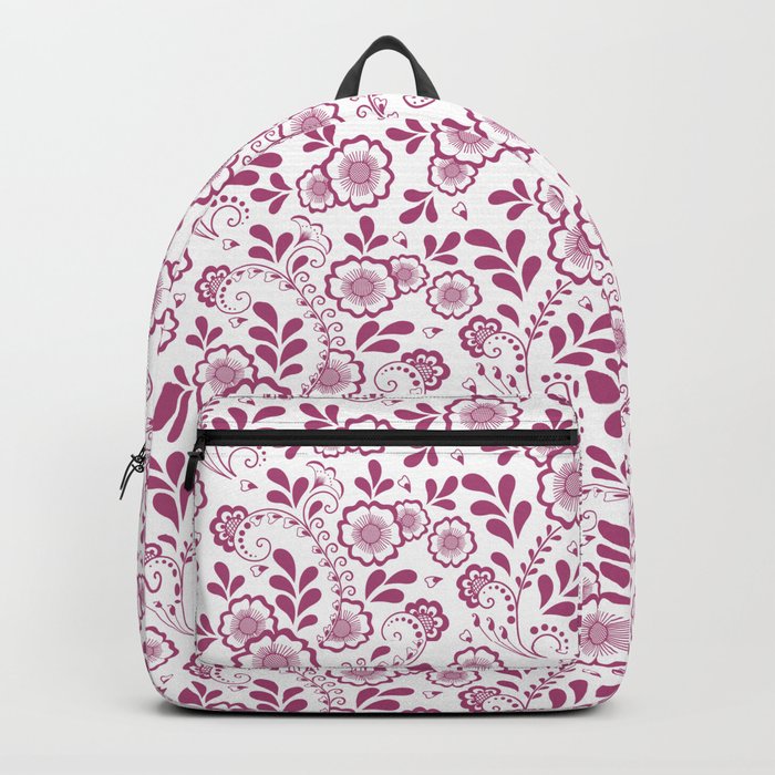 Magenta Eastern Floral Pattern Backpack