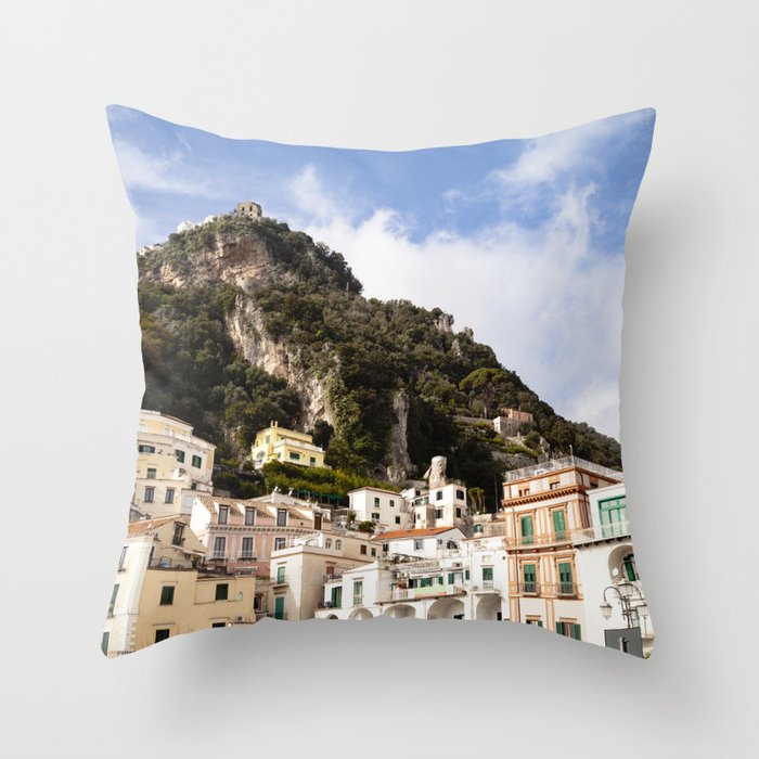 Amalfi and Blue Skies  |  Travel Photography Throw Pillow