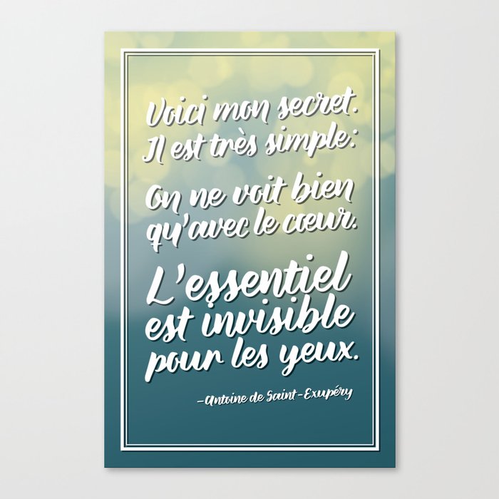 Voici Mon Secret Citation Canvas Print By Tpitman Society6
