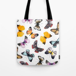 Hand-Painted Watercolor & Ink Butterflies Tote Bag