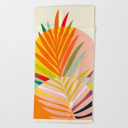 minimal leaf tropical spring Beach Towel