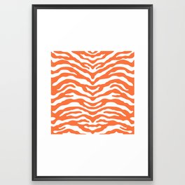 Zebra Wild Animal Print Orange Framed Art Print