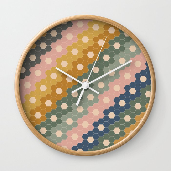 Hexagon Flowers Wall Clock