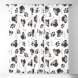 Pug, paw and bones pattern Blackout Curtain