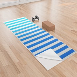 Ombre Stripes On White Aqua Blue Vertical Yoga Towel