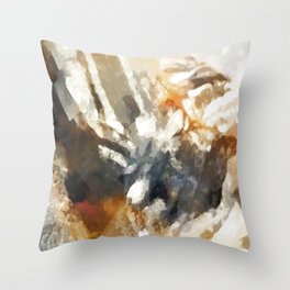 Splash: liquid abstract in black, white and brown Throw Pillow