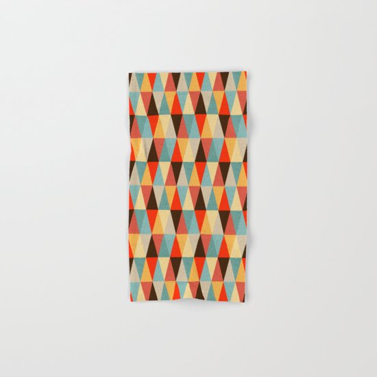 Red & Brown Geometric Triangle Pattern Hand & Bath Towel