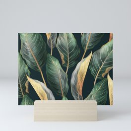 Palm leaves seamless vintage pattern Mini Art Print
