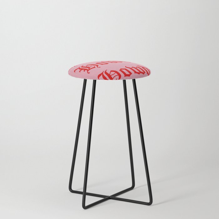 Old English Howdy Pink and Red Counter Stool