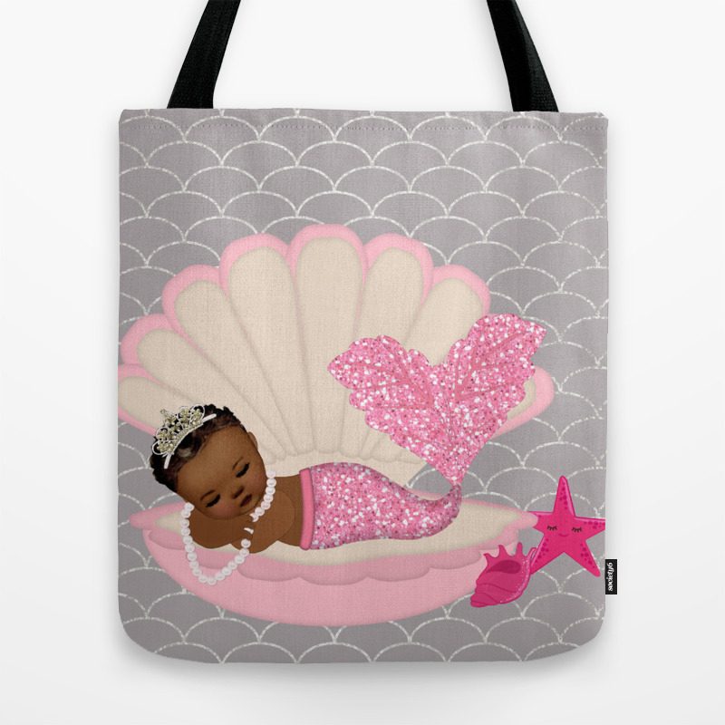Destiny Black Baby Shower African American Mermaid Afro Tote Bag By West African Mom Society6
