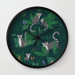 Lemurs in the Forest Wall Clock