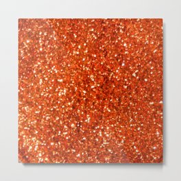 Orange Glitter Metal Print | Graphicdesign, Sparkly, Metallic, Sparkling, Digital, Orange, Blockcolor, Autumn, Blockcolour, Glitter 