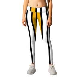 Yellow, Black & White Stripes Leggings | Gold, Stripe, Stripes, Striped, Topaz, Pinstriped, Graphicdesign, Lemon, Ochre, Mustard 
