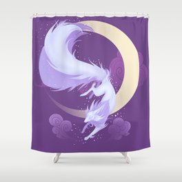 Crescent Kitsune Shower Curtain