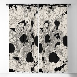 England, Leicester - Artistic Map - Black and White Blackout Curtain