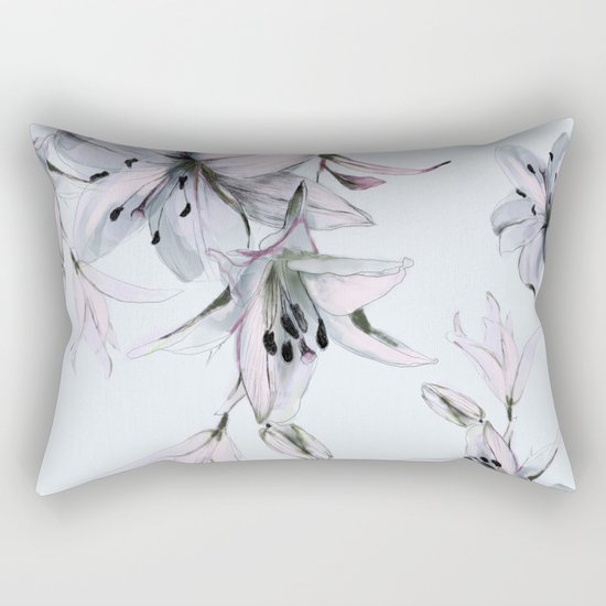 white lilies Rectangular Pillow