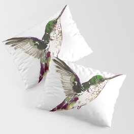Hummingbird Green Bird artwork, minimalist bird painting Pillow Sham
