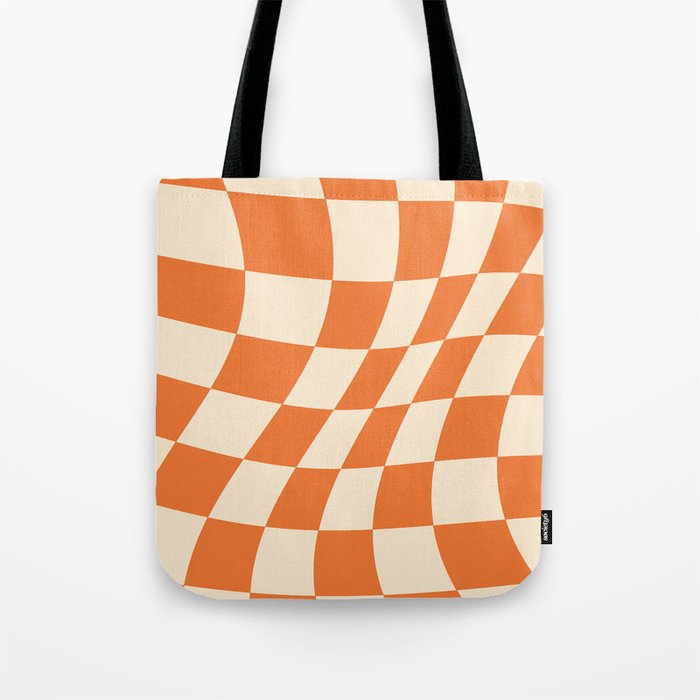 groovy tangerine plaid Tote Bag