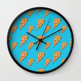 Pizza Retro Repeating Pattern  Wall Clock