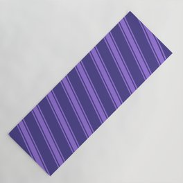 [ Thumbnail: Dark Slate Blue and Purple Colored Stripes Pattern Yoga Mat ]
