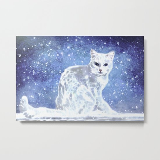Abstract white cat Metal Print