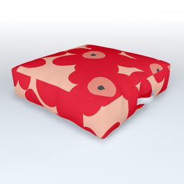 Red flower pattern  Outdoor Floor Cushion | Curated, Flower Power, Poppyflower, Flower, Graphicdesign, Summer, Botanical, Redflower, Red, Digital 