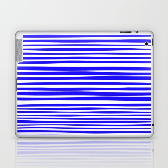 Natural Stripes Modern Minimalist Pattern in Electric Blue Laptop & iPad Skin