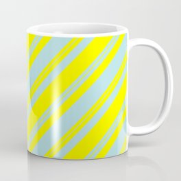 [ Thumbnail: Powder Blue and Yellow Colored Lined Pattern Coffee Mug ]