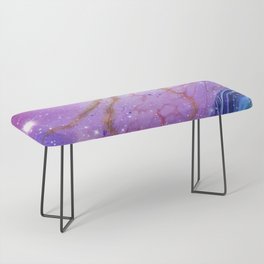 Neon marble space #2: purple, blue, stars Bench