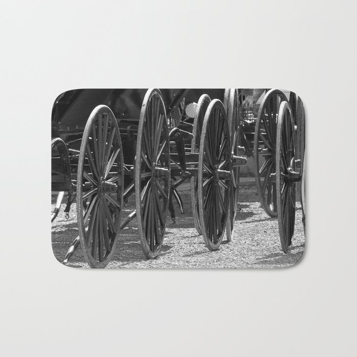 Amish buggy wheels Bath Mat