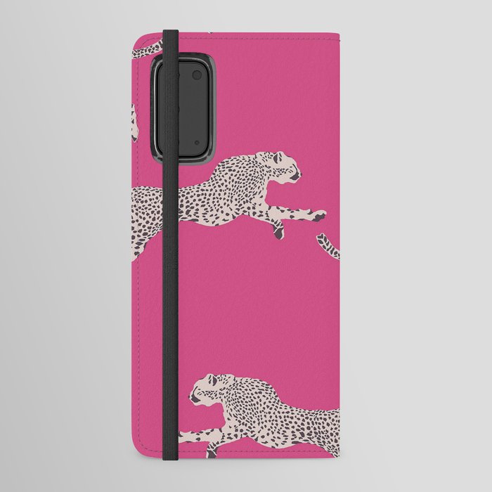 Leaping Cheetahs  Magenta Android Wallet Case