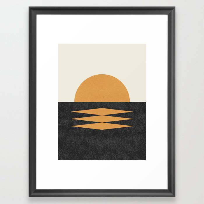 Sunset Geometric Midcentury style Framed Art Print