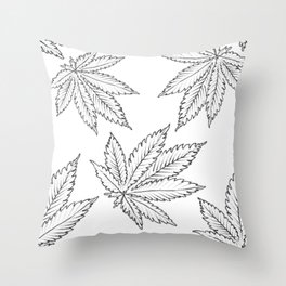 Cannabis / Hemp Line Art Pattern Throw Pillow