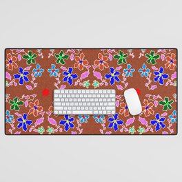 Textured Flowers and Abstract Leathered Background Desk Mat