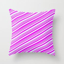 [ Thumbnail: Fuchsia & Light Cyan Colored Stripes/Lines Pattern Throw Pillow ]