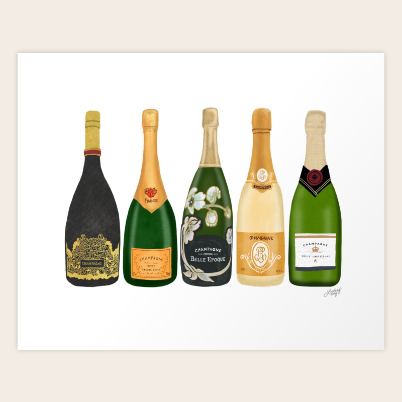Champagne Bottles Art Print By Lindseykaynichols Society6