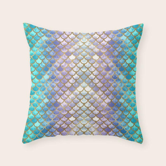 Pretty Mermaid Scales Throw Pillow by ArtLovePassion Society6