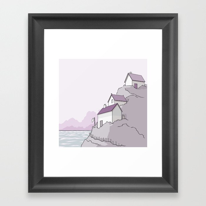 Houses on a cliff Framed Art Print