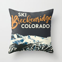 Yellow Breckenridge Vintage Ski Poster Throw Pillow