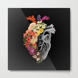 Flower Heart Spring Metal Print | Transformation, Spring, Bloom, Evolution, Springtime, Anatomy, Floral, Vintage, Tobiasfonseca, Flowers 
