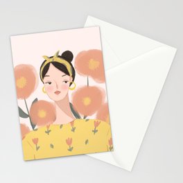 woman in yellow Stationery Card