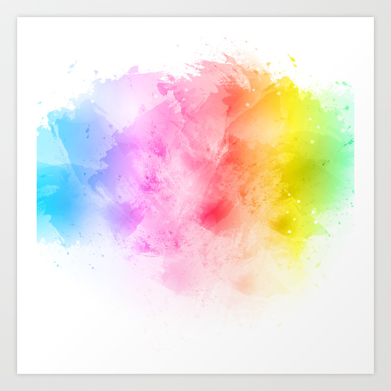 Rainbow Abstract Artistic Watercolor Splash Background Art Print By Allias Society6