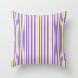 [ Thumbnail: Pale Goldenrod and Purple Colored Stripes/Lines Pattern Throw Pillow ]